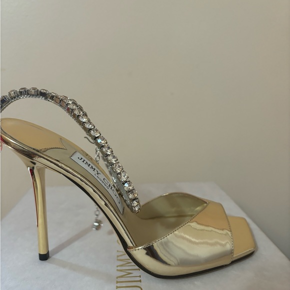 Jimmy Choo Gold Saeda Sandal 100 - Picture 1 of 8